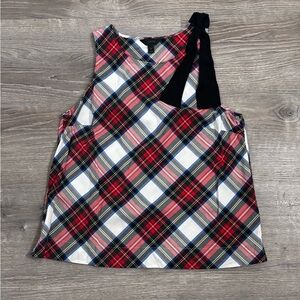 J.Crew plaid tartan tank top with a black bow detail size 12